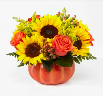 Medium Harvest Traditions Pumpkin Bouquet Paradise Flowers Delivery Same Day Roses Birthday Anniversary Fort Lauderdale Dania Hollywood Broward Palm Beach pumpkin flower