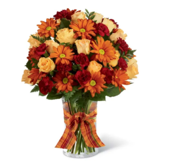 Medium Thanksgiving Blessings Vase Centerpiece Paradise Flowers Delivery Same Day Roses Birthday Anniversary Fort Lauderdale Dania Hollywood Broward Palm Beach BQT Thanksgivings